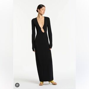 Sir The Label Black Kinetic Beaded Long Sleeve Maxi Dress